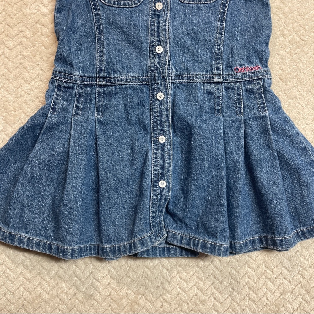 Vintage‎ Y2K OshKosh Toddler Denim Floral Embroidered Pleated Dress Size 3T - Picture 6 of 11